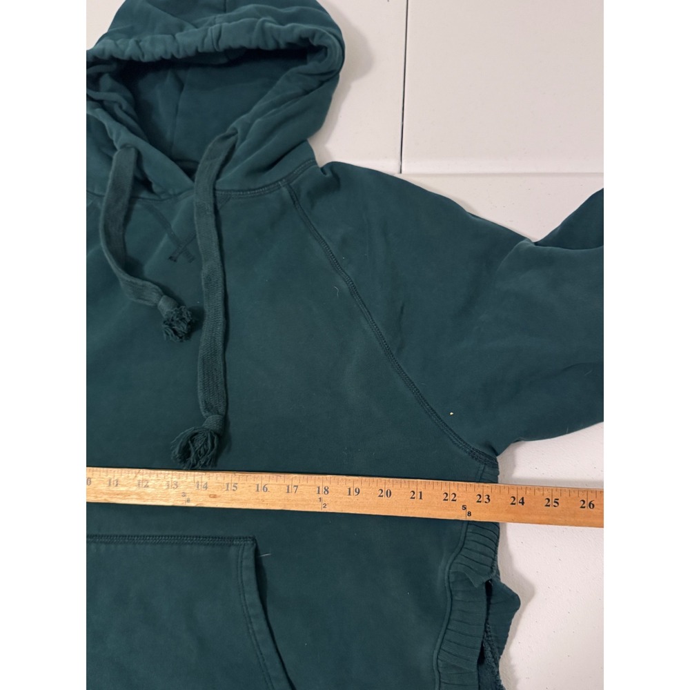 American Eagle Forest Green Oversized High Low Side Ribbed Pullover Hoodie L gf - Picture 6 of 7